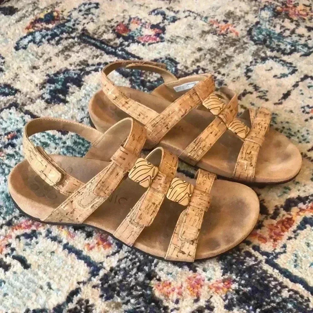 VIONIC Amber Adjustable Gold Cork Sandals - Picture 5 of 13